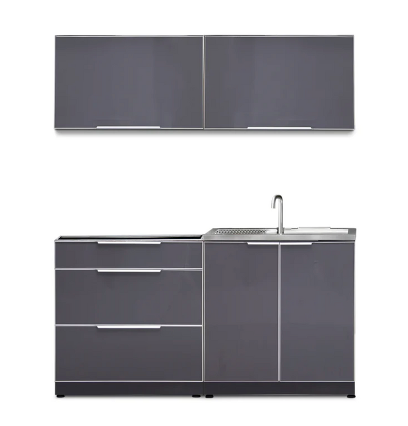 Outdoor Kitchen Aluminum 4 Piece Cabinet Set Top + Bottom outdoor funiture New Age Black Galaxi Countertop  