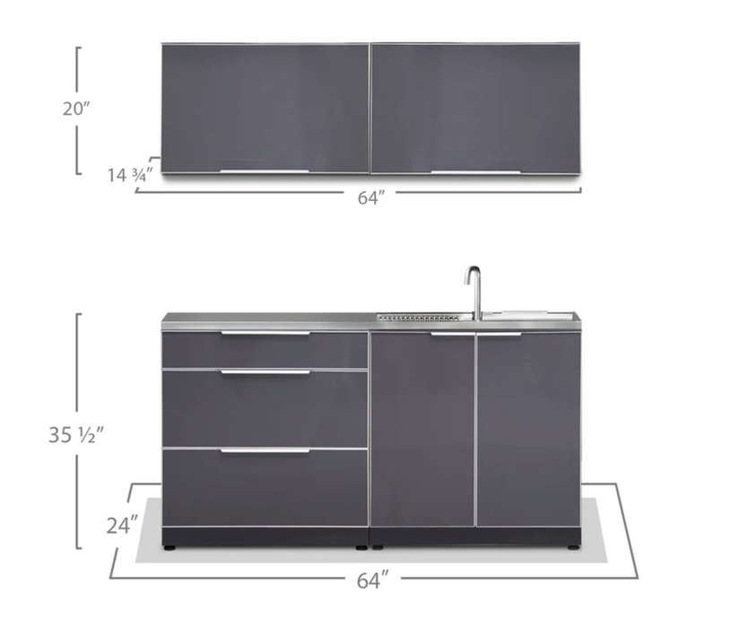 Outdoor Kitchen Aluminum 4 Piece Cabinet Set Top + Bottom outdoor funiture New Age   