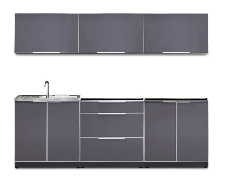 Outdoor Kitchen Aluminum 6 Piece Cabinet Set - Grey outdoor funiture New Age Outdoor Kitchen Stainless Steel 6 Piece Cabinet Set - Grey - Black Galaxy  
