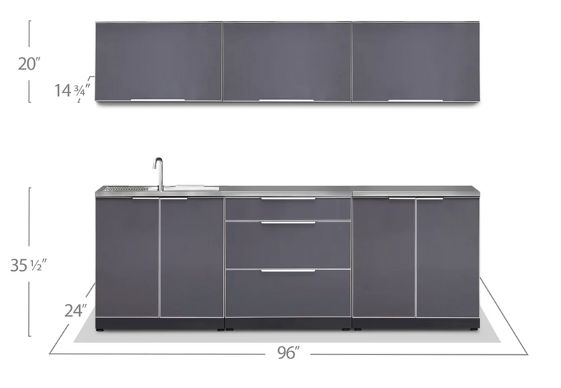 Outdoor Kitchen Aluminum 6 Piece Cabinet Set - Grey outdoor funiture New Age   