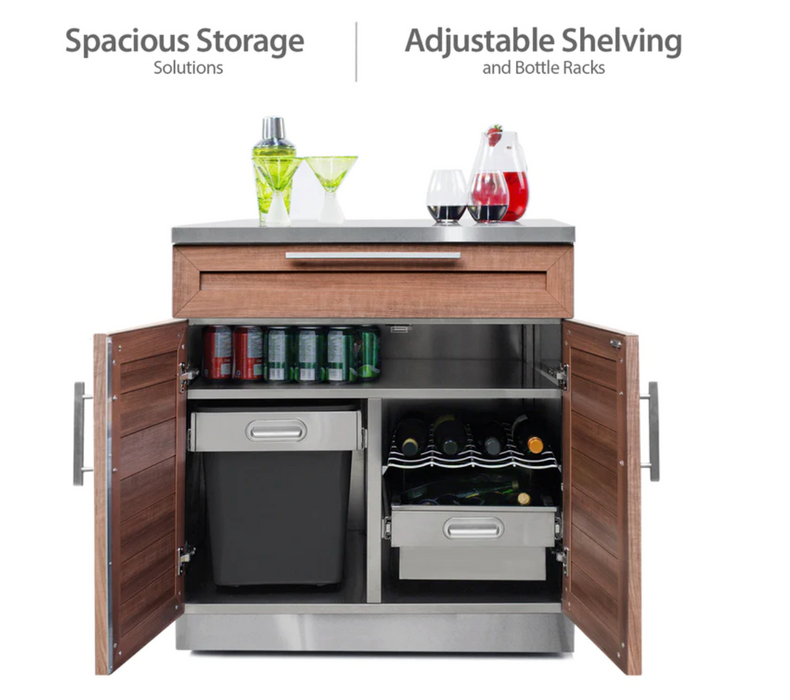 Outdoor Kitchen Stainless Steel Grove 3 Piece Cabinet Set + 33'' Grill outdoor funiture New Age   
