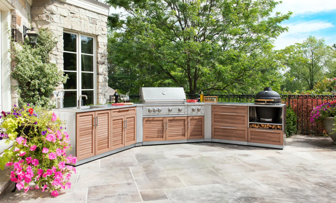 Outdoor Kitchen Stainless Steel Grove 3 Piece Cabinet Set outdoor funiture New Age   