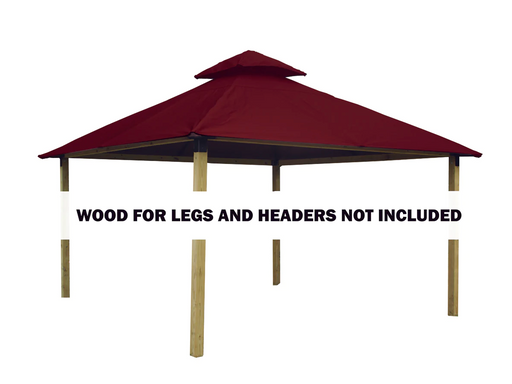 Riverstone Industries 14 ft. sq. ACACIA Gazebo Roof Framing and Mounting Kit With Burgundy OutDURA Canopy Canopy & Gazebo Tops RiverStone   