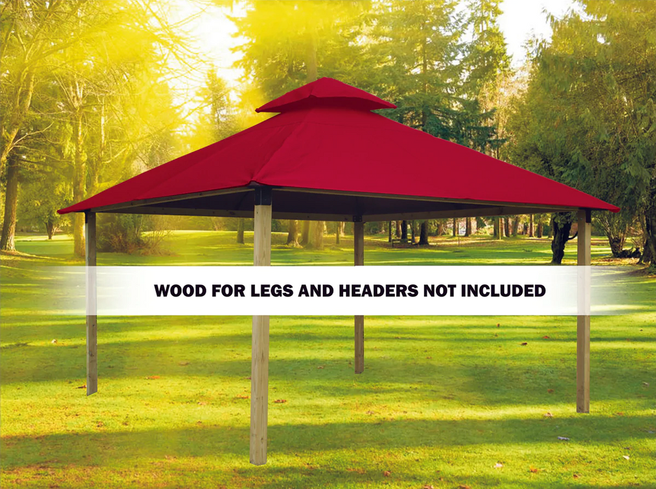 Riverstone Industries 14 ft. sq. ACACIA Gazebo Roof Framing and Mounting Kit With Cardinal Red OutDURA Canopy Canopy & Gazebo Tops RiverStone   