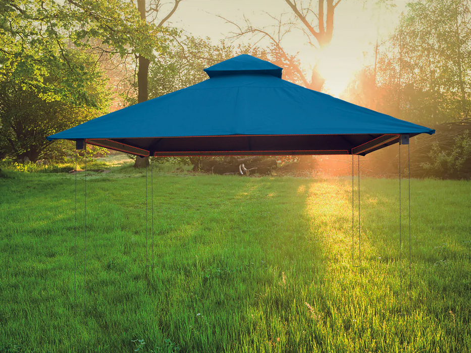 Riverstone Industries 14 ft. sq. ACACIA Gazebo Roof Framing and Mounting Kit With Caribbean Blue OutDURA Canopy Canopy & Gazebo Tops RiverStone   