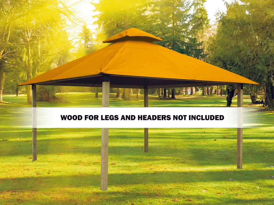 Riverstone Industries 14 ft. sq. ACACIA Gazebo Roof Framing and Mounting Kit With Dandelion OutDURA Canopy Canopy & Gazebo Tops RiverStone   