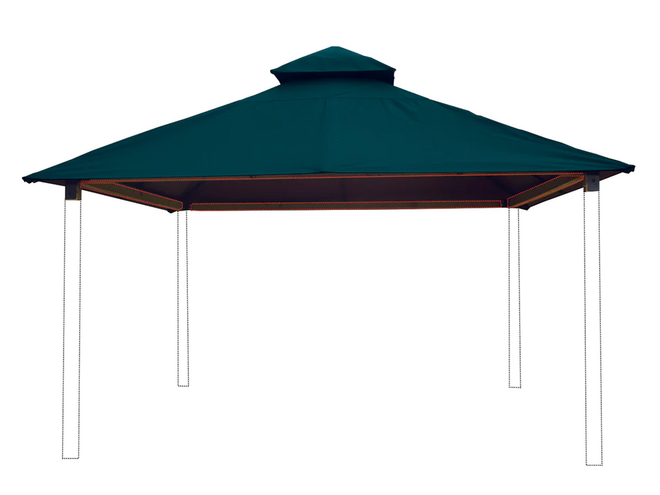 Riverstone Industries 14 ft. sq. ACACIA Gazebo Roof Framing and Mounting Kit With Emerald OutDURA Canopy Canopy & Gazebo Tops RiverStone   