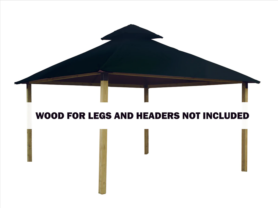 Riverstone Industries 14 ft. sq. ACACIA Gazebo Roof Framing and Mounting Kit With Forest Green OutDURA Canopy Canopy & Gazebo Tops RiverStone   