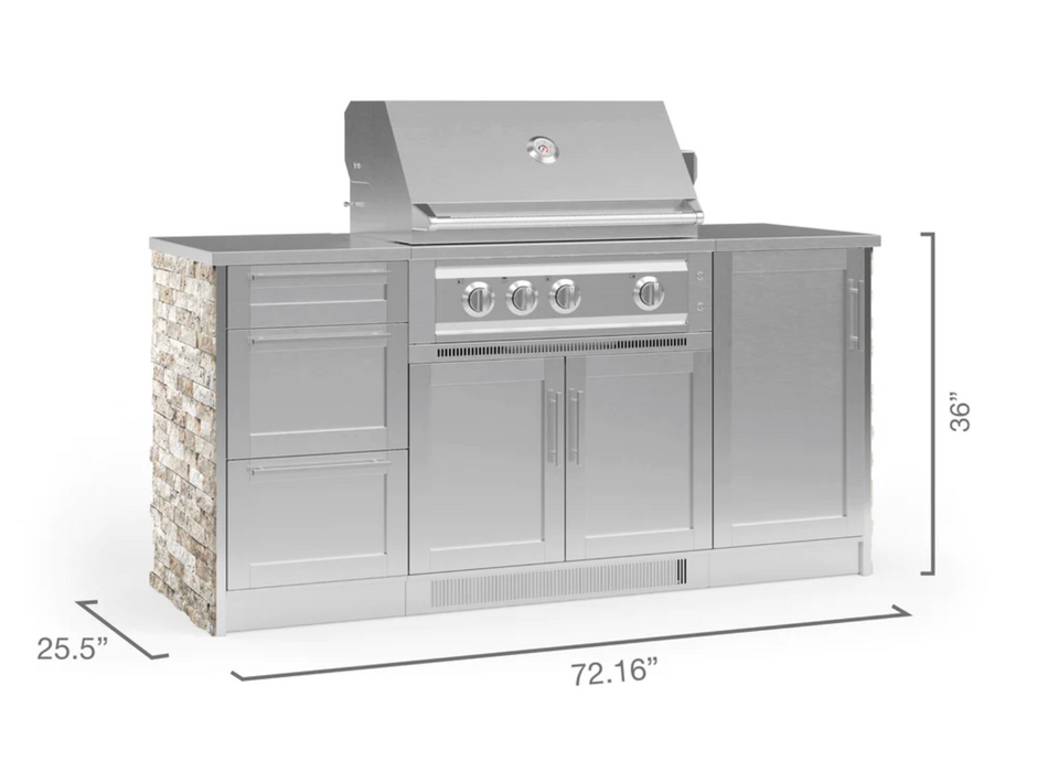 Outdoor Kitchen Signature Series 6 Piece Cabinet Set with 3 Drawer Cabinet + 33'' Grill BBQ GRILL New Age   