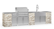 Outdoor Kitchen Signature Series 11 Piece Cabinet Set with 33'' Grill BBQ GRILL New Age Outdoor Kitchen Signature Series 11 Piece Cabinet Set with Grill- Ivory Travertine Outdoor Kitchen Signature Series 11 Piece Cabinet Set with Grill - LPG 
