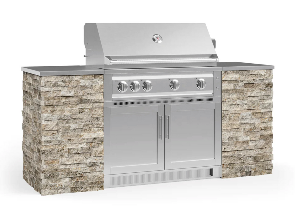 Outdoor Kitchen Signature Series 6 Piece Cabinet Set with 40'' Grill BBQ GRILL New Age Outdoor Kitchen Signature Series 6 Piece Cabinet Set with 40''Grill - Silver Travertine Outdoor Kitchen Signature Series 6 Piece Cabinet Set with 40''Grill - LPG 