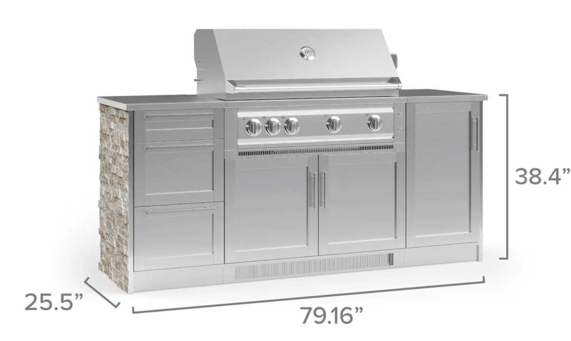 Outdoor Kitchen Signature Series 6 Piece Cabinet Set with 3 Drawer Cabinet + 40'' Grill BBQ GRILL New Age   