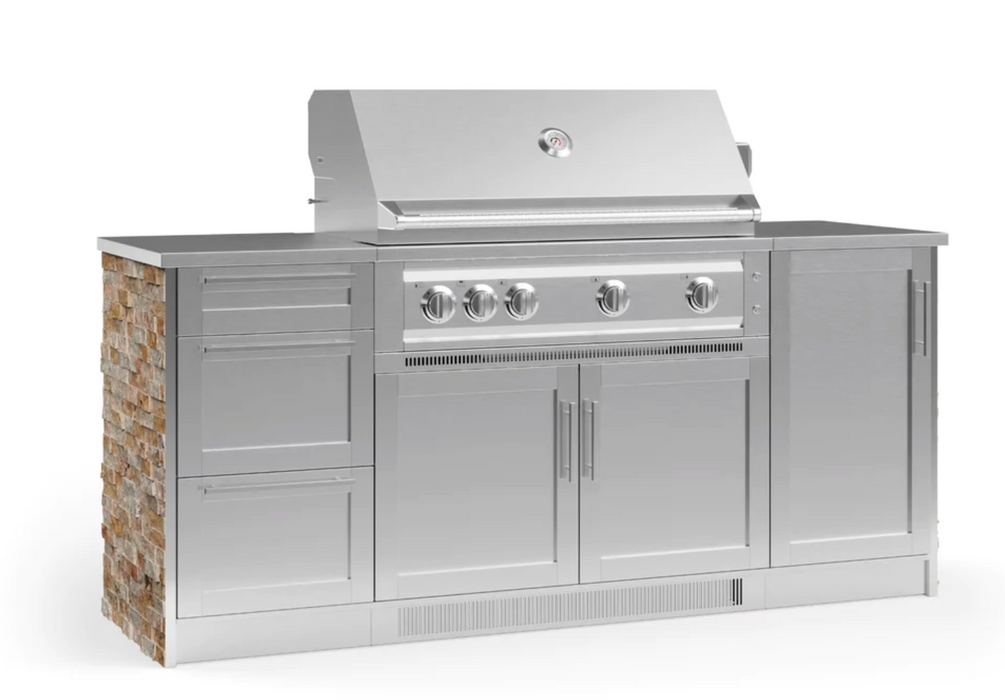 Outdoor Kitchen Signature Series 6 Piece Cabinet Set with 3 Drawer Cabinet + 40'' Grill BBQ GRILL New Age Outdoor Kitchen Signature Series 6 Piece Cabinet Set with 3 Drawer Cabinet - Scabos Travertine Outdoor Kitchen Signature Series 6 Piece Cabinet Set with 3 Drawer Cabinet - LPG 
