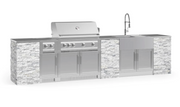 Outdoor Kitchen Signature Series 11 Piece Cabinet Set with 40'' Grill BBQ GRILL New Age Outdoor Kitchen Signature Series 11 Piece Cabinet Set with Grill - White Crystal Marble Outdoor Kitchen Signature Series 11 Piece Cabinet Set with Grill - LPG 