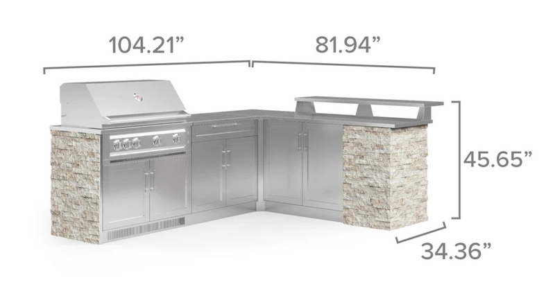 Outdoor Kitchen Signature Series 8 Piece L Shape Cabinet Set With 40'' Grill BBQ GRILL New Age   