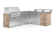 Outdoor Kitchen Signature Series 8 Piece L Shape Cabinet Set With 40'' Grill BBQ GRILL New Age Outdoor Kitchen Signature Series 8 Piece L Shape Cabinet Set With Grill - Scabos Travertine Outdoor Kitchen Signature Series 8 Piece L Shape Cabinet Set With Grill - LPG 