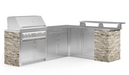 Outdoor Kitchen Signature Series 8 Piece L Shape Cabinet Set With 40'' Grill BBQ GRILL New Age Outdoor Kitchen Signature Series 8 Piece L Shape Cabinet Set With Grill - Silver Travertine Outdoor Kitchen Signature Series 8 Piece L Shape Cabinet Set With Grill - LPG 