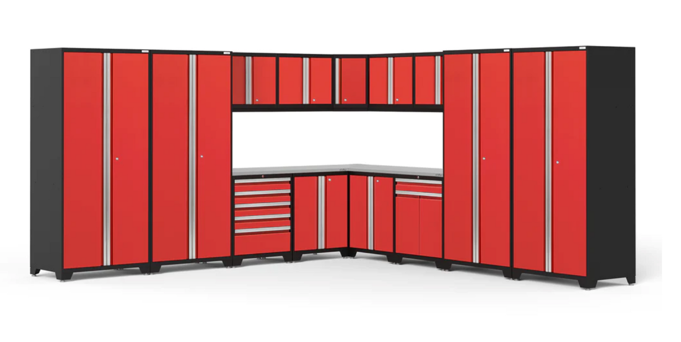 Pro Series 16 Piece L Shape Cabinet Set outdoor funiture New Age Pro Series 16 Piece Cabinet Set - Red Stainless Steel 