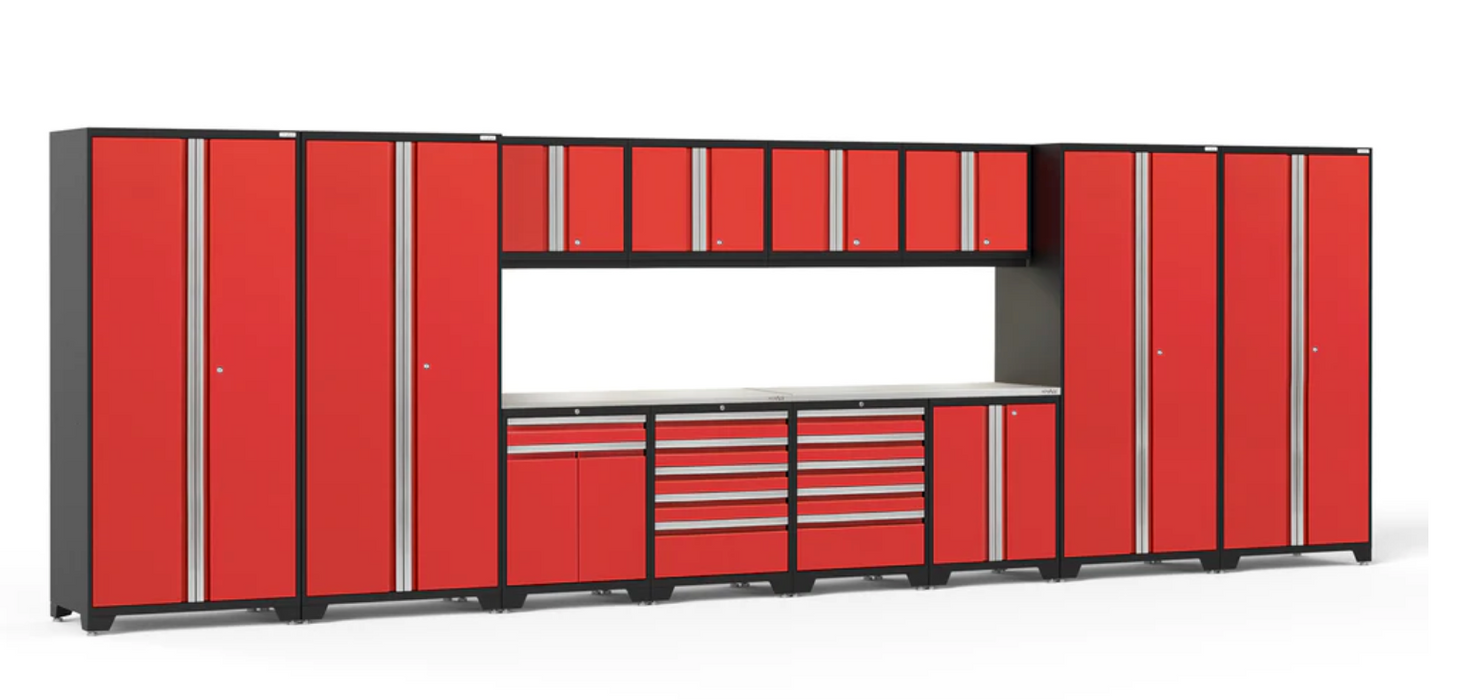 Pro Series 14 Extra Drawers Piece Cabinet Set outdoor funiture New Age Pro Series 14 Piece Cabinet Set - Red Stainless Steel 