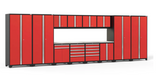 Pro Series 14 Extra Drawers Piece Cabinet Set outdoor funiture New Age Pro Series 14 Piece Cabinet Set - Red Stainless Steel 