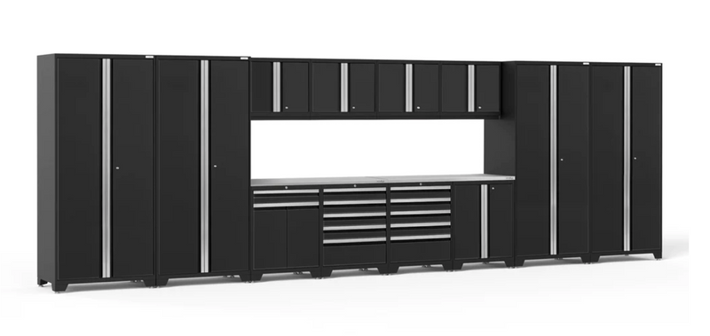 Pro Series 14 Extra Drawers Piece Cabinet Set outdoor funiture New Age Pro Series 14 Piece Cabinet Set - Black Stainless Steel 