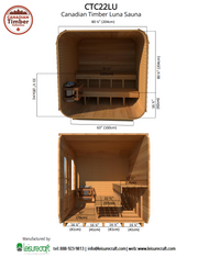 Dundalk Canadian Timber Luna White Cedar Outdoor Sauna | 2-4 People | Wood or Electric Heater  Dundalk Leisurecraft   