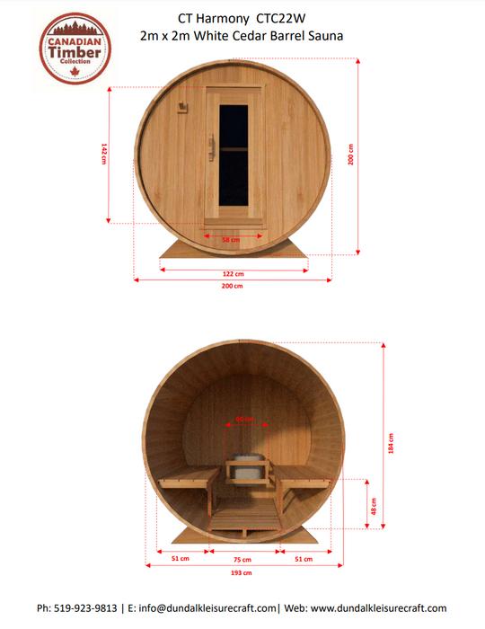 Dundalk 4 Person White Cedar Outdoor Sauna Harmony | 2-4 People | Wood or Electric Heater  Dundalk Leisurecraft   