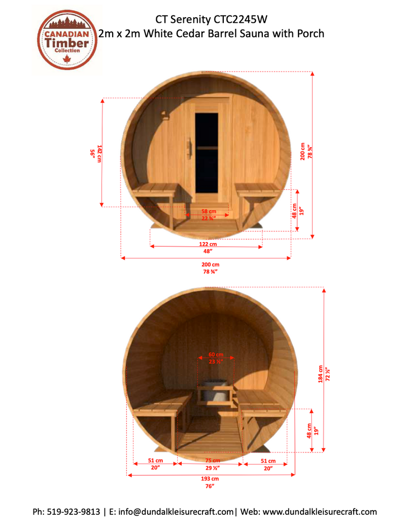 Dundalk Canadian Timber White Cedar Serenity Outdoor Sauna | 2-4 People | Wood or Electric Heater  Dundalk Leisurecraft   