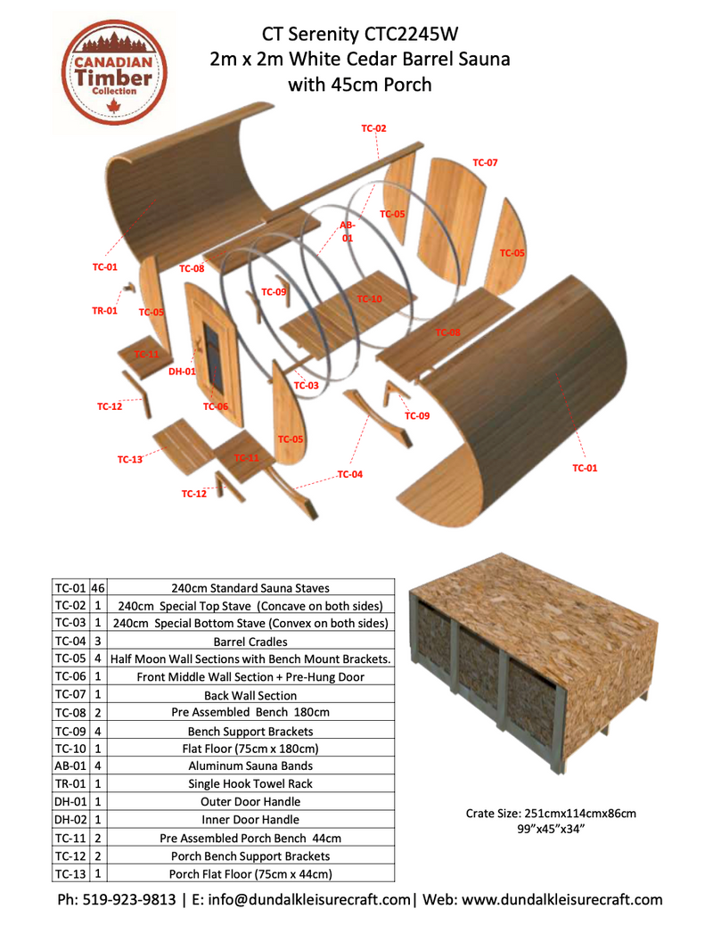 Dundalk Canadian Timber White Cedar Serenity Outdoor Sauna | 2-4 People | Wood or Electric Heater  Dundalk Leisurecraft   