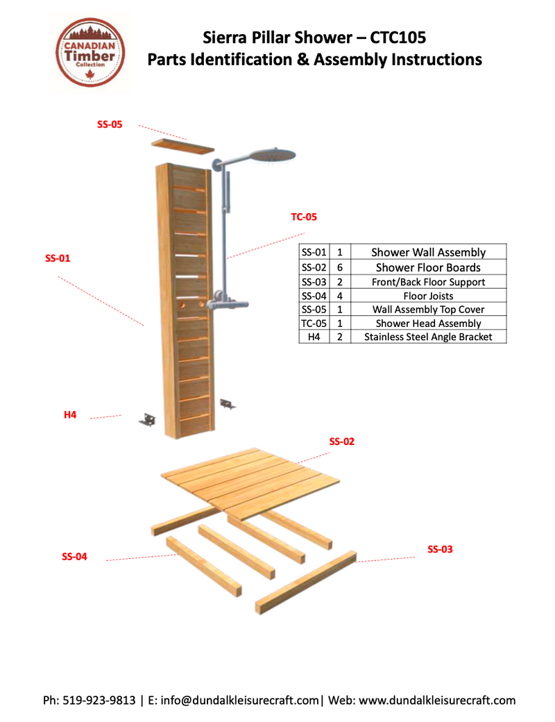Dundalk Canadian Timber Sierra Pillar Outdoor Shower  31" x 31" Platform  Dundalk Leisurecraft   