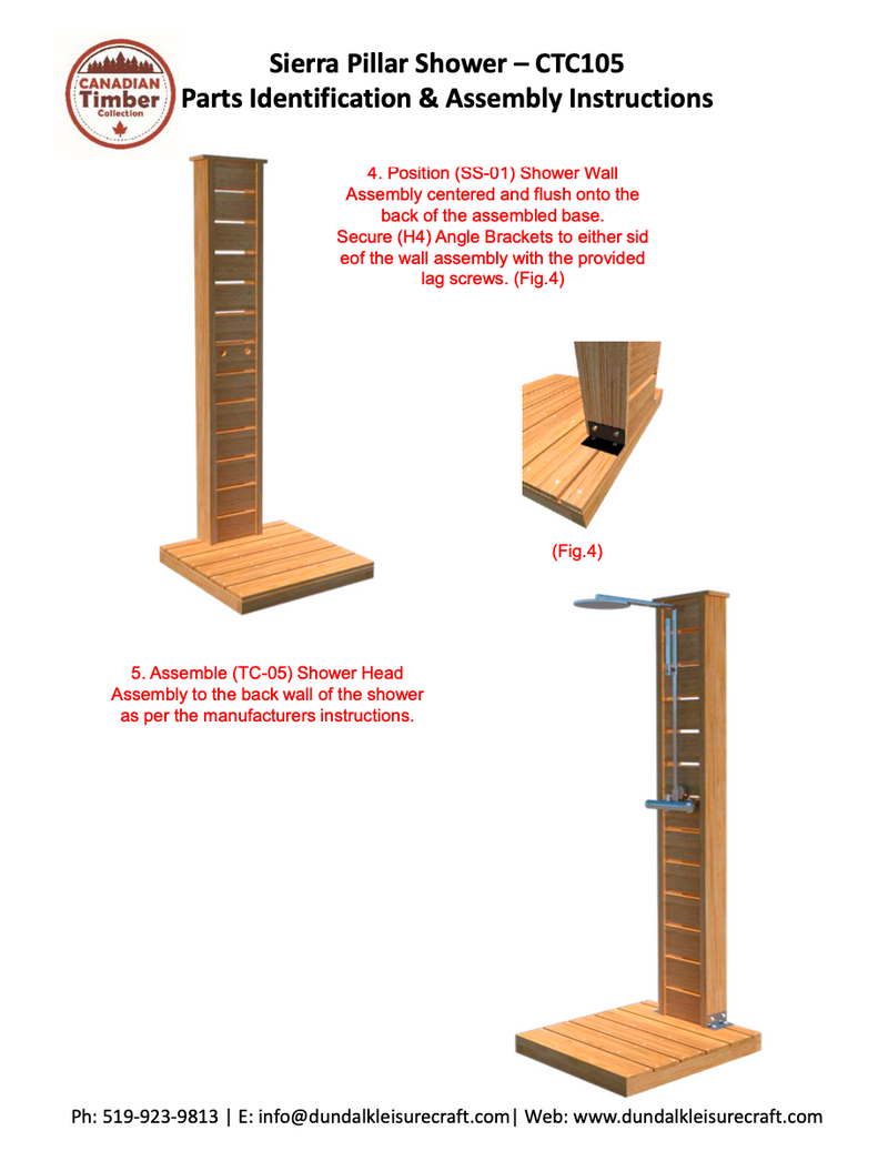 Dundalk Canadian Timber Sierra Pillar Outdoor Shower  31" x 31" Platform  Dundalk Leisurecraft   