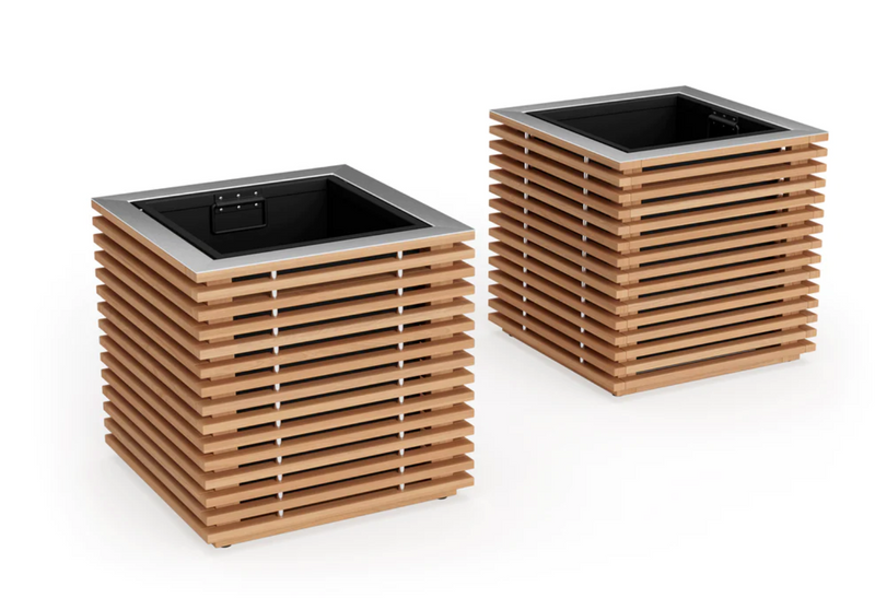 Monterey Square Planter Boxes (Set of 2) outdoor funiture New Age Stainless Steel Teak  