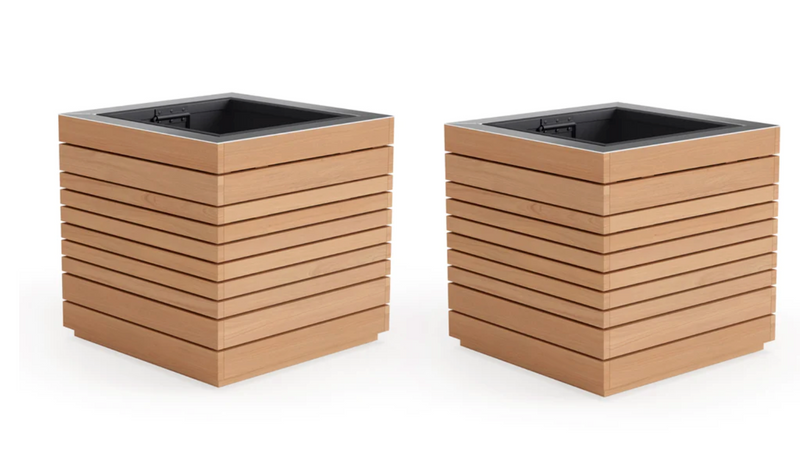 Rhodes Square Planter (Set of 2) outdoor funiture New Age Stainless Steel Teak  