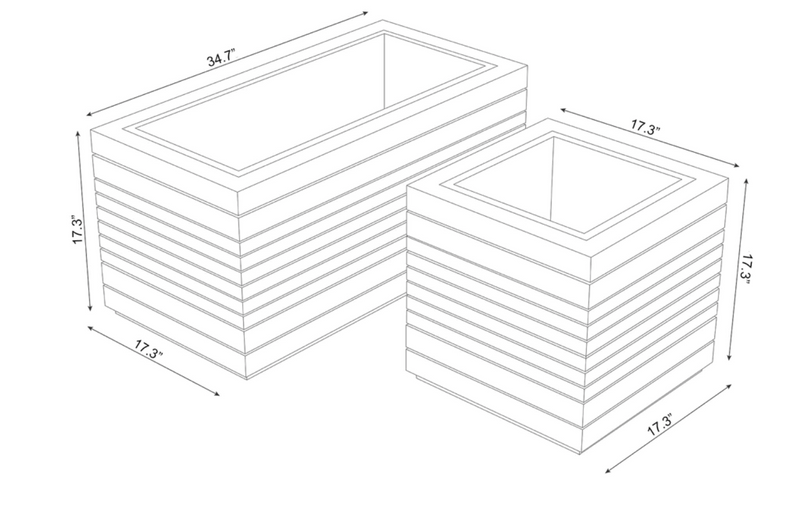 Rhodes Square Planter & Rectangular Planter (Set of 2) outdoor funiture New Age   