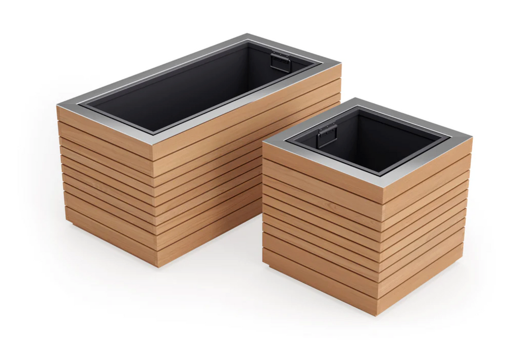 Rhodes Square Planter & Rectangular Planter (Set of 2) outdoor funiture New Age Stainless Steel Teak  