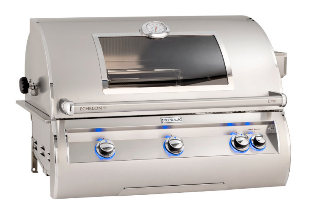 Fire Magic Echelon Diamond E790i 36-Inch 3-Burner Built-In Propane Gas Grill with Analog Thermometer, Rear Burner, Infrared Burner and Magic View Window BBQ GRILL CG Products   