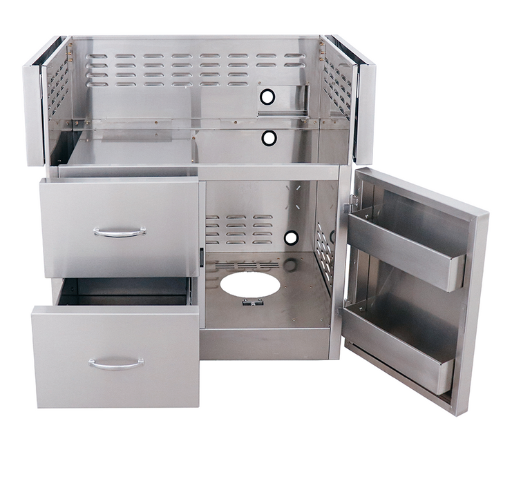 Portable 36" ARG Cart, #304 SS, 2-Drawer & Door Combo Design, Built BBQ GRILL CG Products   