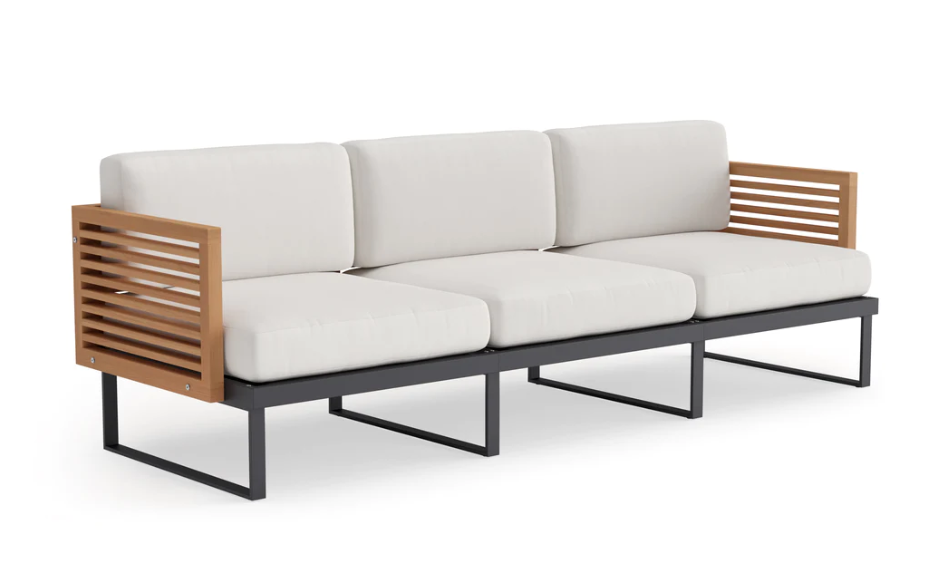 Monterey 3 Seater Sofa Outdoor Sofas New Age Canvas Natural Aluminum Teak 