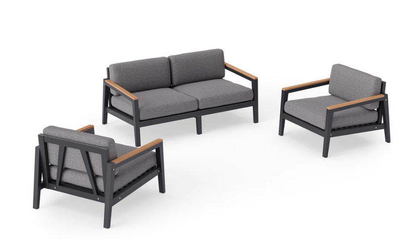 Rhodes 4 Seater Chat Set Outdoor Sofas New Age Cast Slate Aluminum 