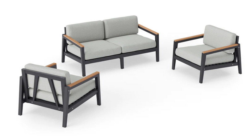 Rhodes 4 Seater Chat Set Outdoor Sofas New Age Cast Silver Aluminum 