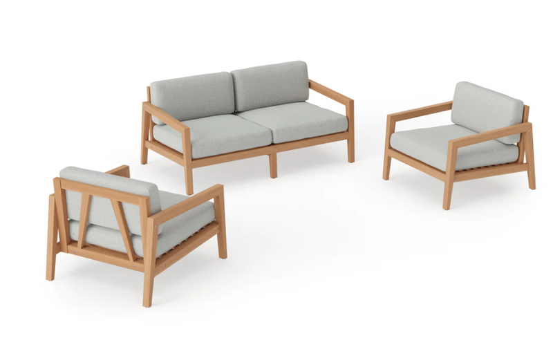 Rhodes 4 Seater Chat Set Outdoor Sofas New Age Cast Silver Teak 