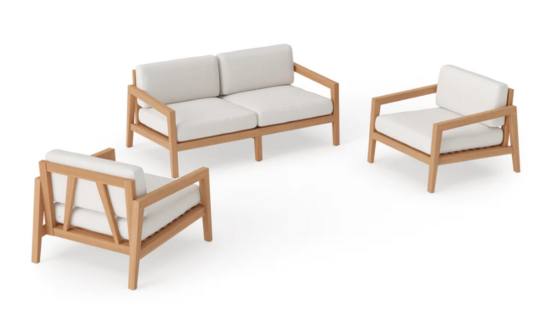 Rhodes 4 Seater Chat Set Outdoor Sofas New Age Canvas Natural Teak 