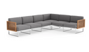 Monterey 6 Seater Sectional Outdoor Sofas New Age Cast Slate Stainless Steel Teak 