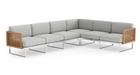 Monterey 6 Seater Sectional Outdoor Sofas New Age Cast Silver Stainless Steel Teak 