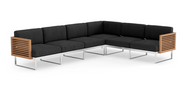 Monterey 6 Seater Sectional Outdoor Sofas New Age Loft Charcoal Stainless Steel Teak 