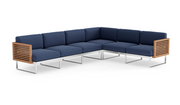 Monterey 6 Seater Sectional Outdoor Sofas New Age Spectrum Indigo Stainless Steel Teak 