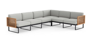 Monterey 6 Seater Sectional Outdoor Sofas New Age Cast Silver Aluminum Teak 