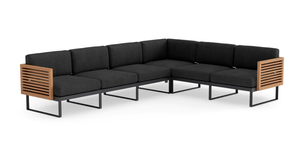 Monterey 6 Seater Sectional Outdoor Sofas New Age Loft Charcoal Aluminum Teak 