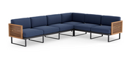 Monterey 6 Seater Sectional Outdoor Sofas New Age Spectrum Indigo Aluminum Teak 