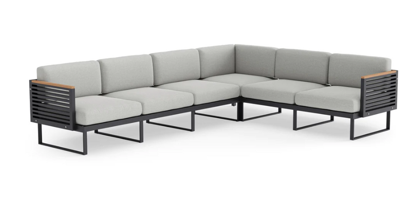 Monterey 6 Seater Sectional Outdoor Sofas New Age Cast Silver Aluminum 